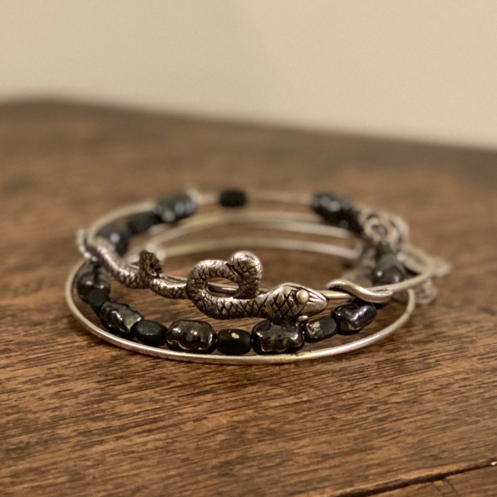 Alex and Ani +energy snake bangle bracelet stack